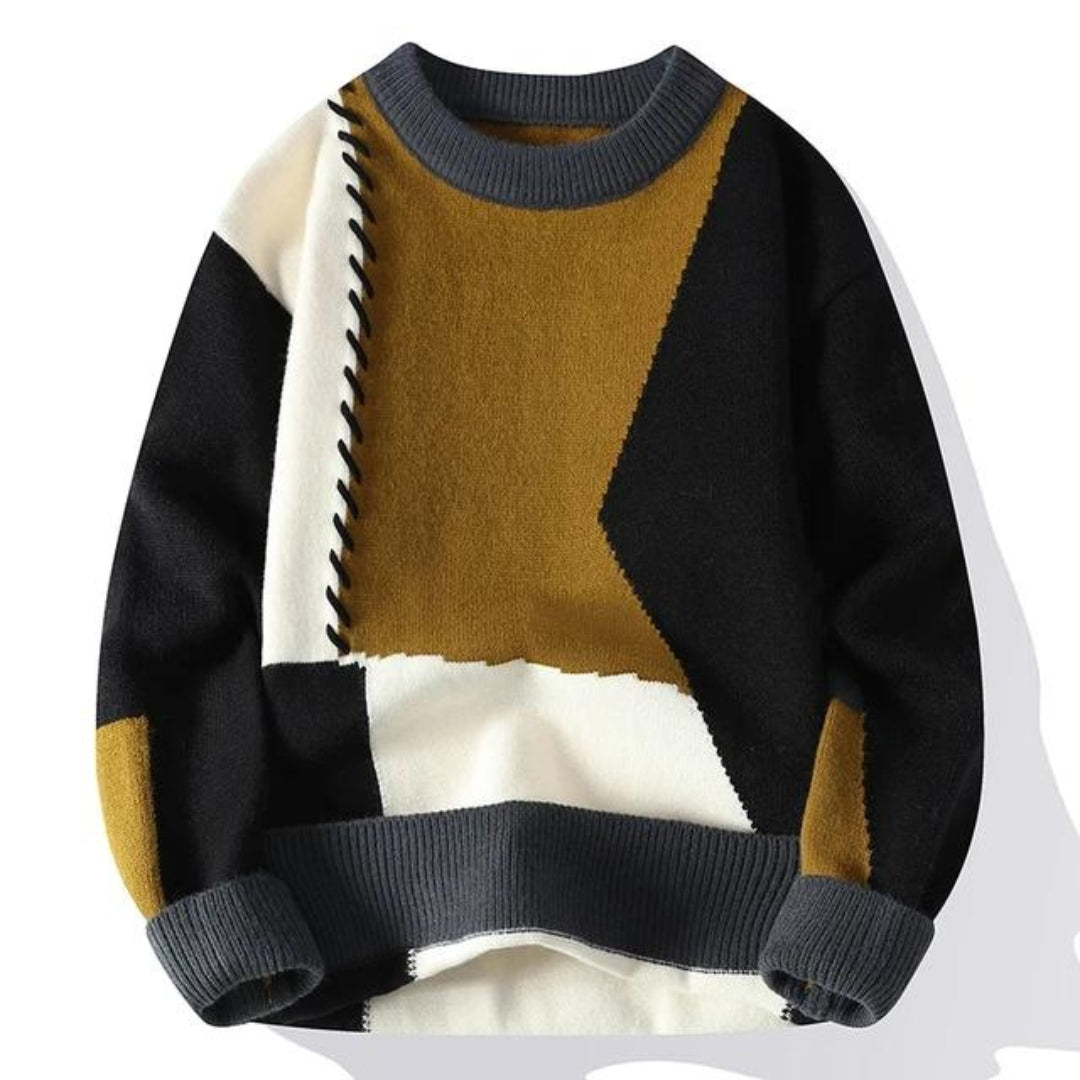 Herren Eleganter Pullover mit Patchwork-Design
