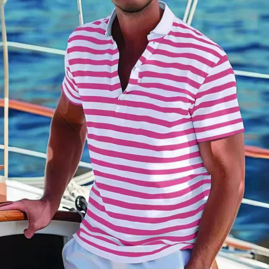 Retro-Streifen-Poloshirt für Herren