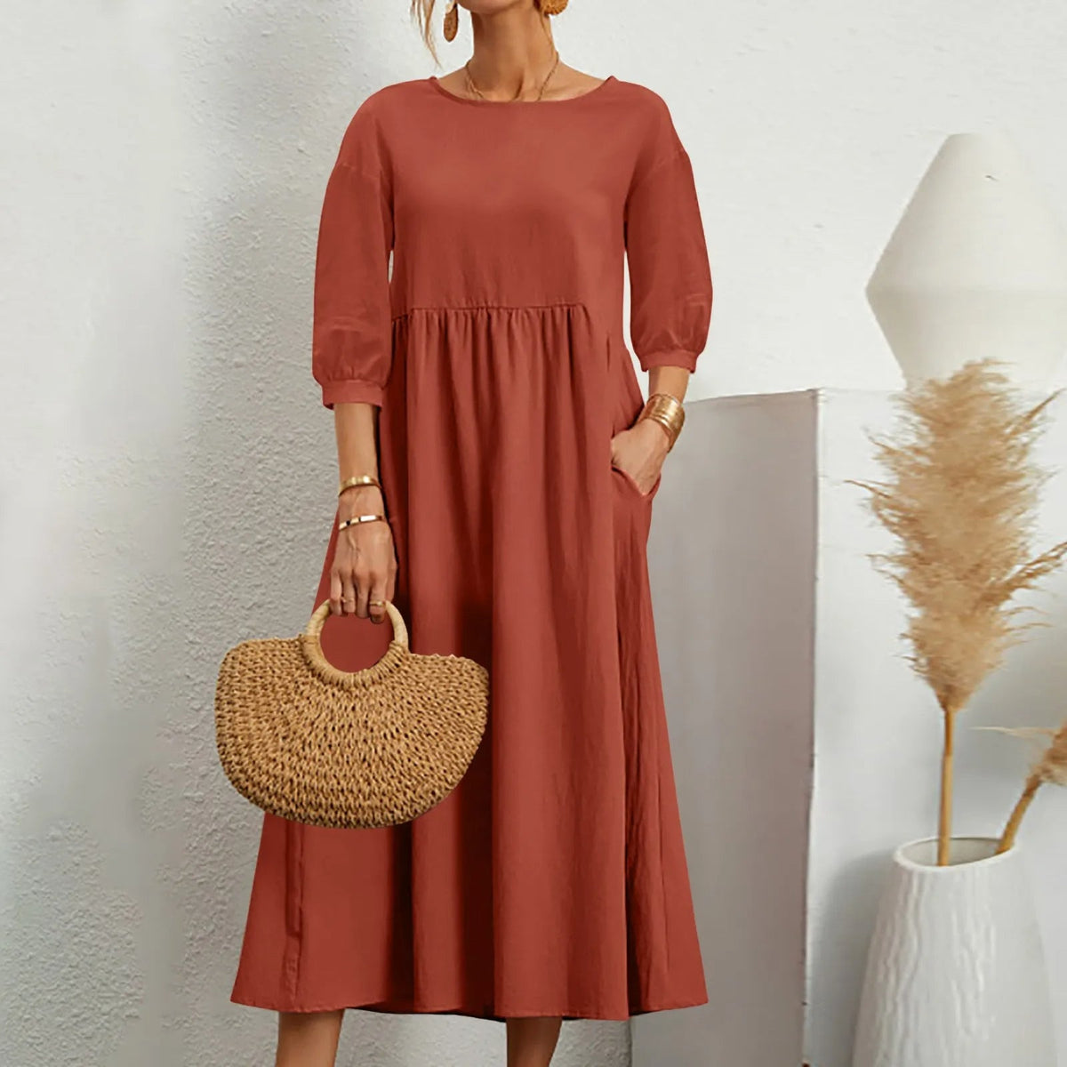 Luftige Midi-Kleid mit Patchwork-Design