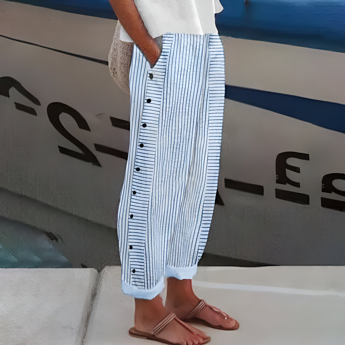 Damen Luftige Leichte Leinenhose