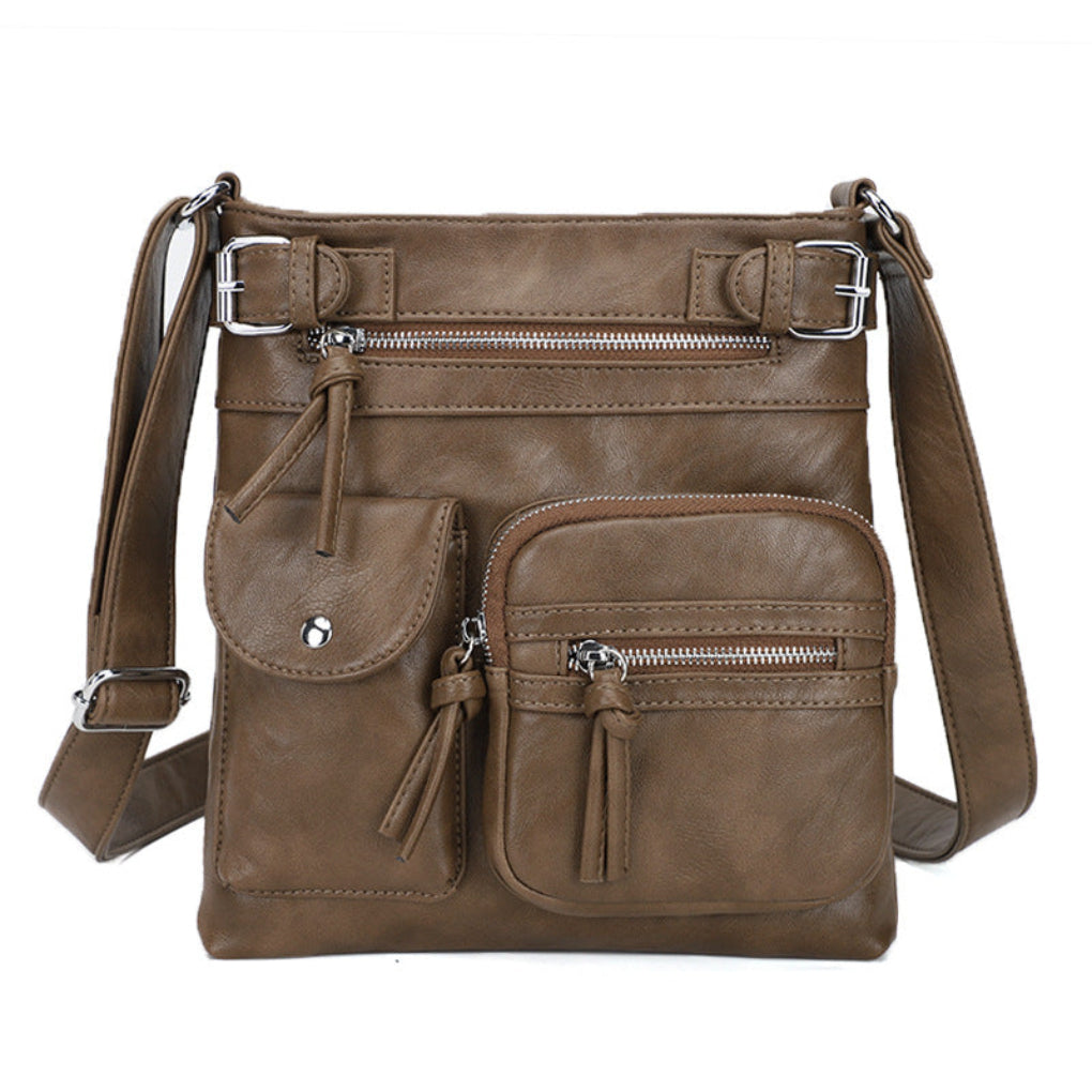Women's Multi-Pocket Leather Shoulder Bag