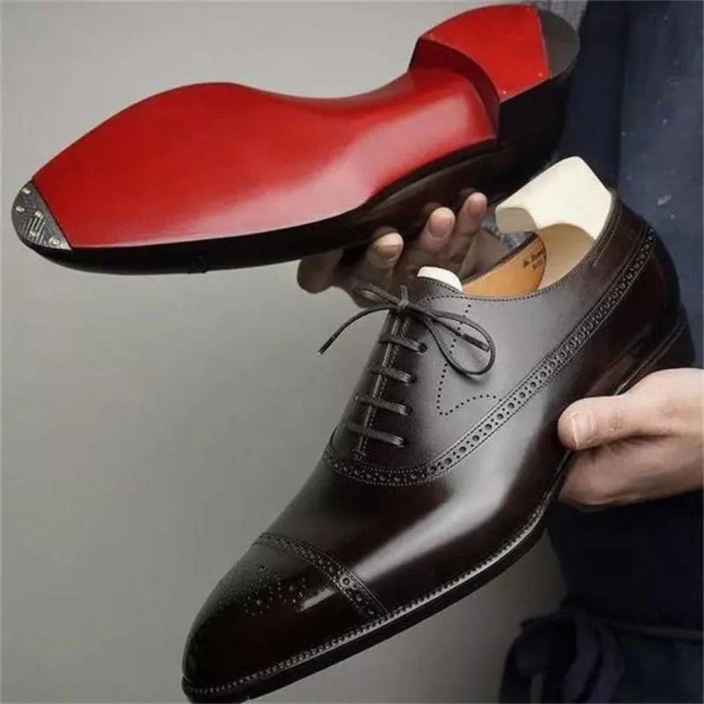 Brogue-Oxford-Schuhe aus poliertem Leder für Herren