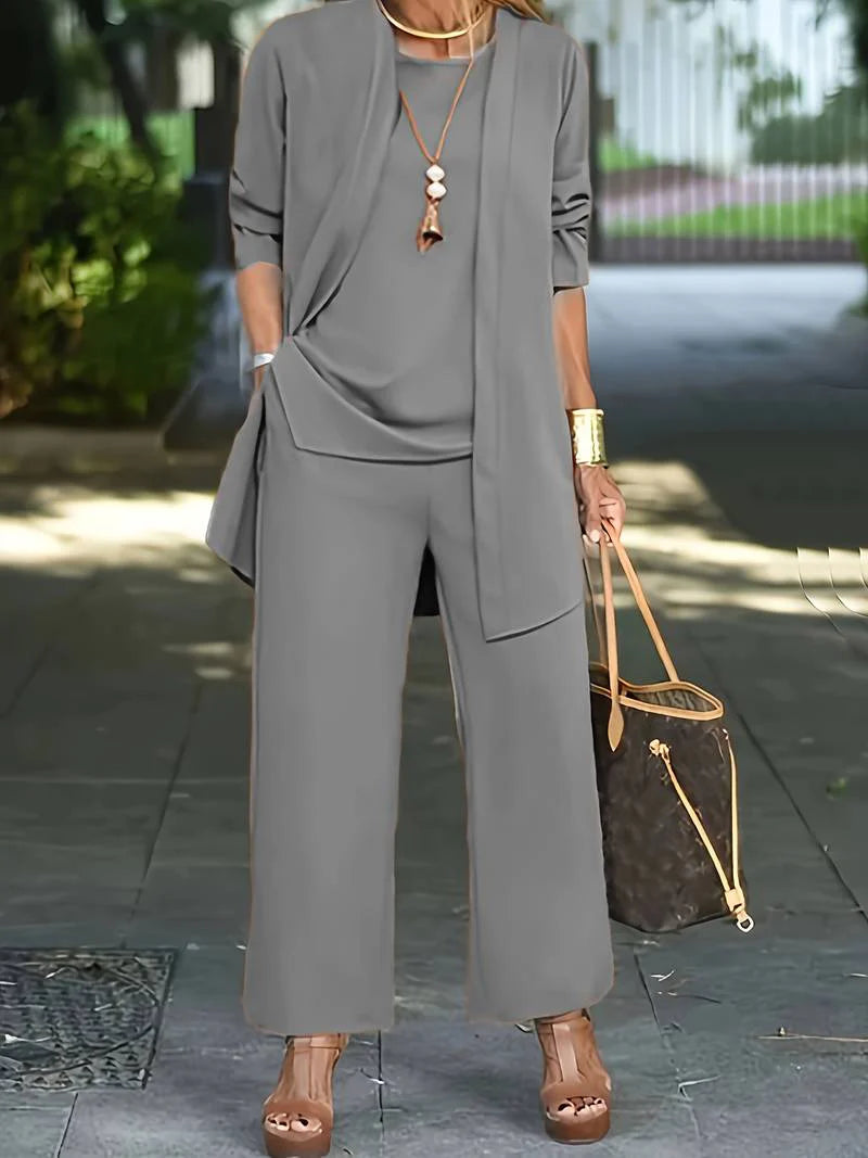 Aurora – Elegantes Dreiteiliges Hosenanzug-Set für Damen