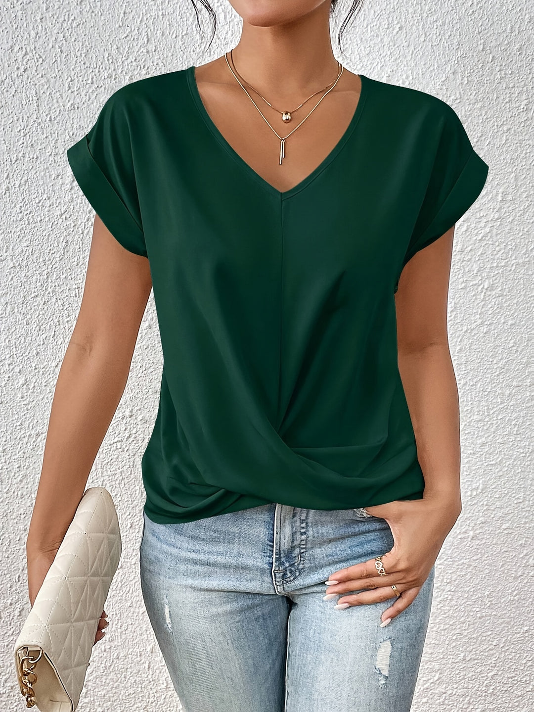 Damen Gemütliches V-Ausschnitt Shirt