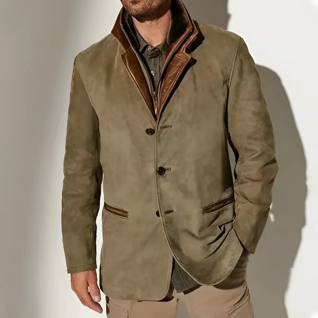 Herrenjacke mit Retro-Kontrastkragen