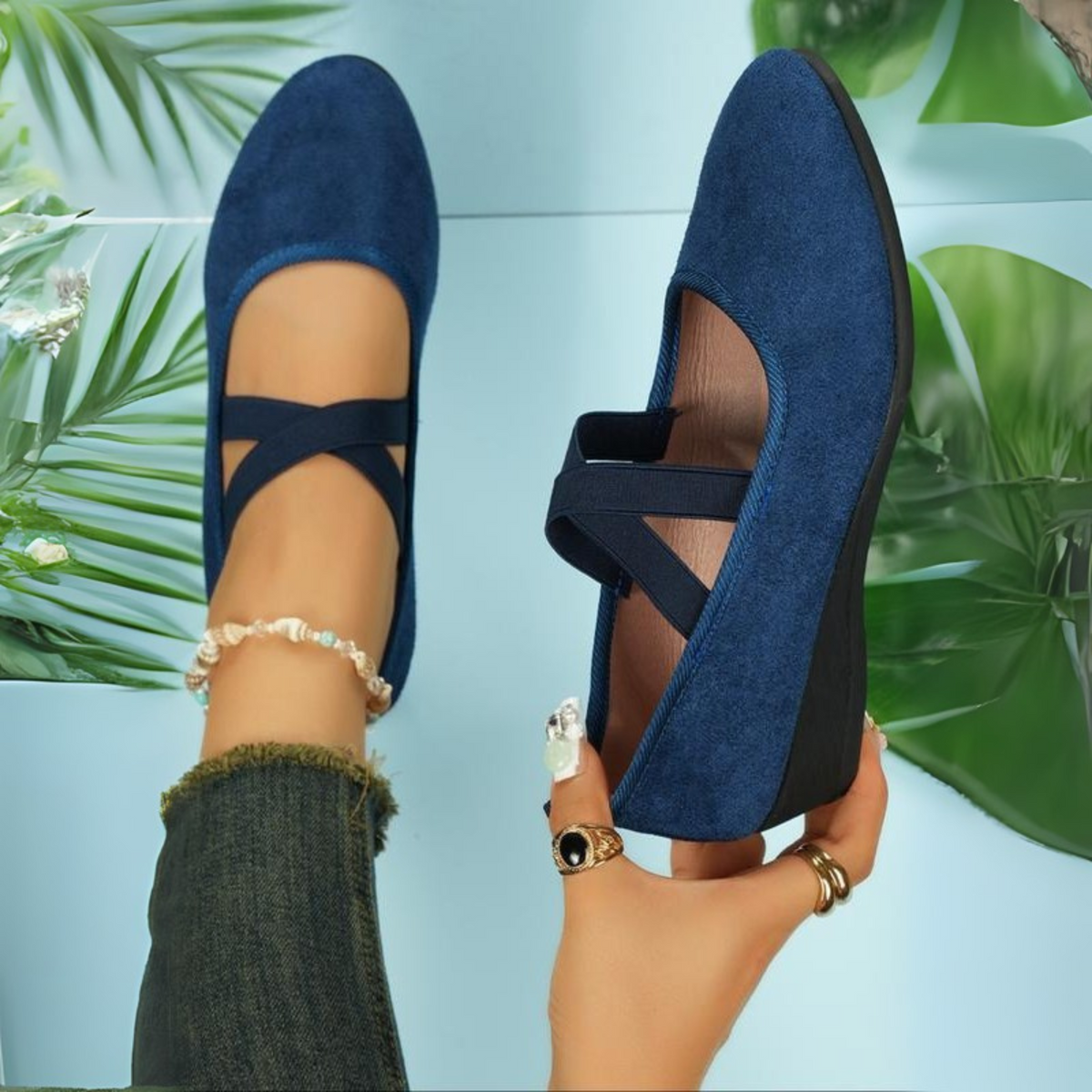 Damen Elegante Ballerinas mit Keilabsatz