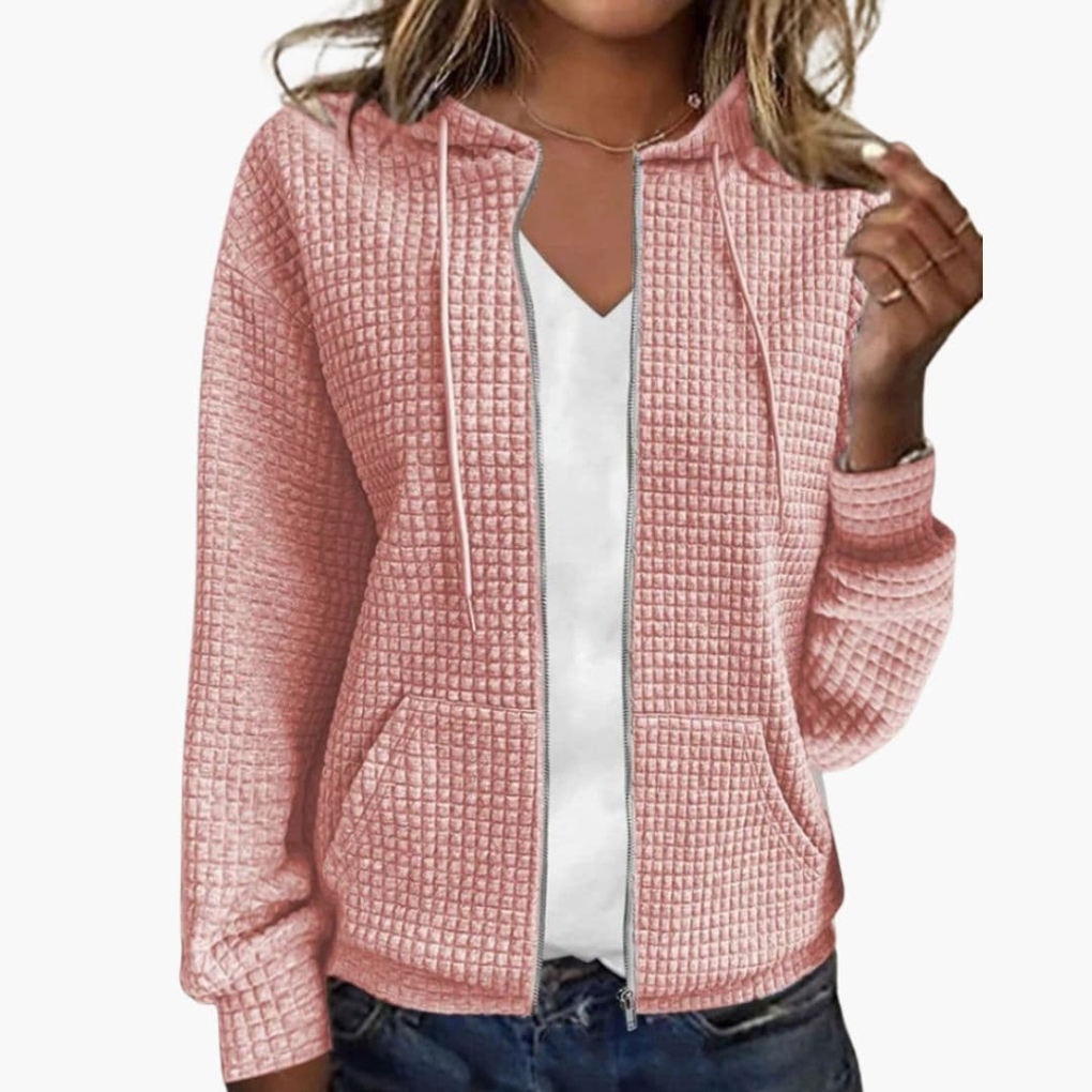 Damen Zip-Up Hoodie mit verstellbarem Kapuzenzug
