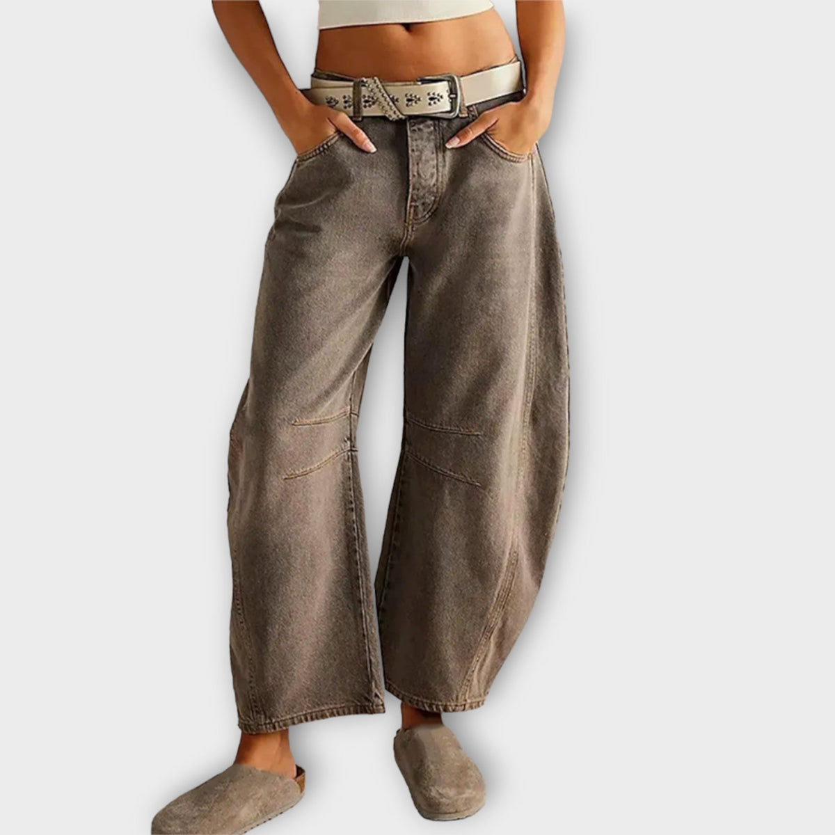 Damen Elegante Komfort-Jeans mit Weitem Bein