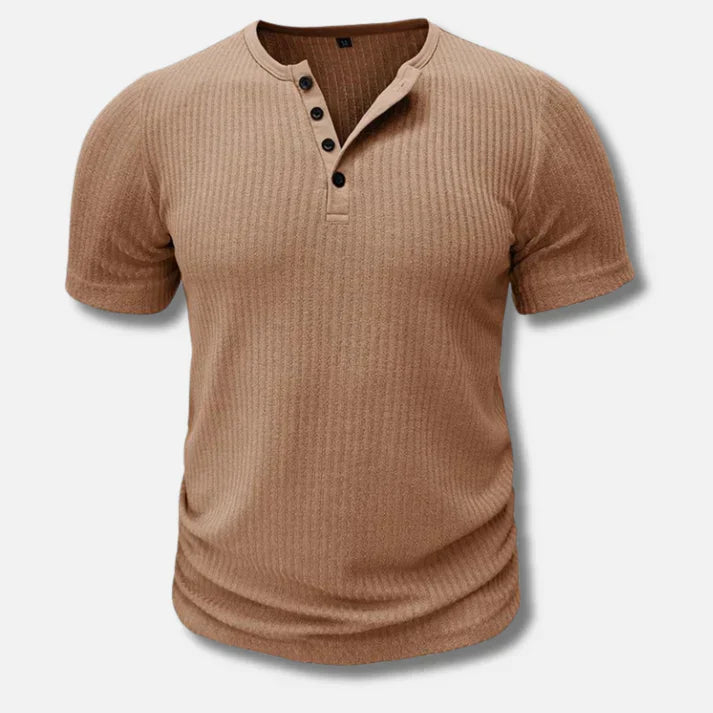 Slim-Fit T-Shirt für Herren mit Knopfverschluss
