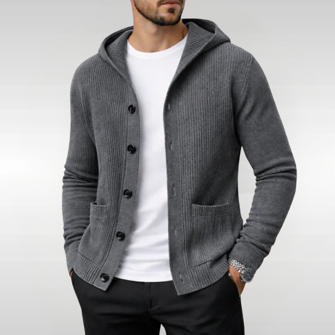 Herren Eleganter Strickcardigan mit Kapuze