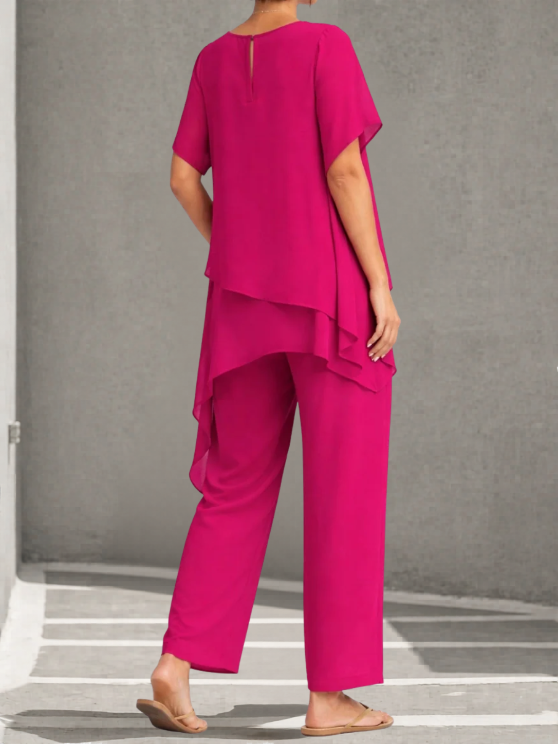 Damen Elegantes Zweiteiliges Palazzo-Set aus Chiffon