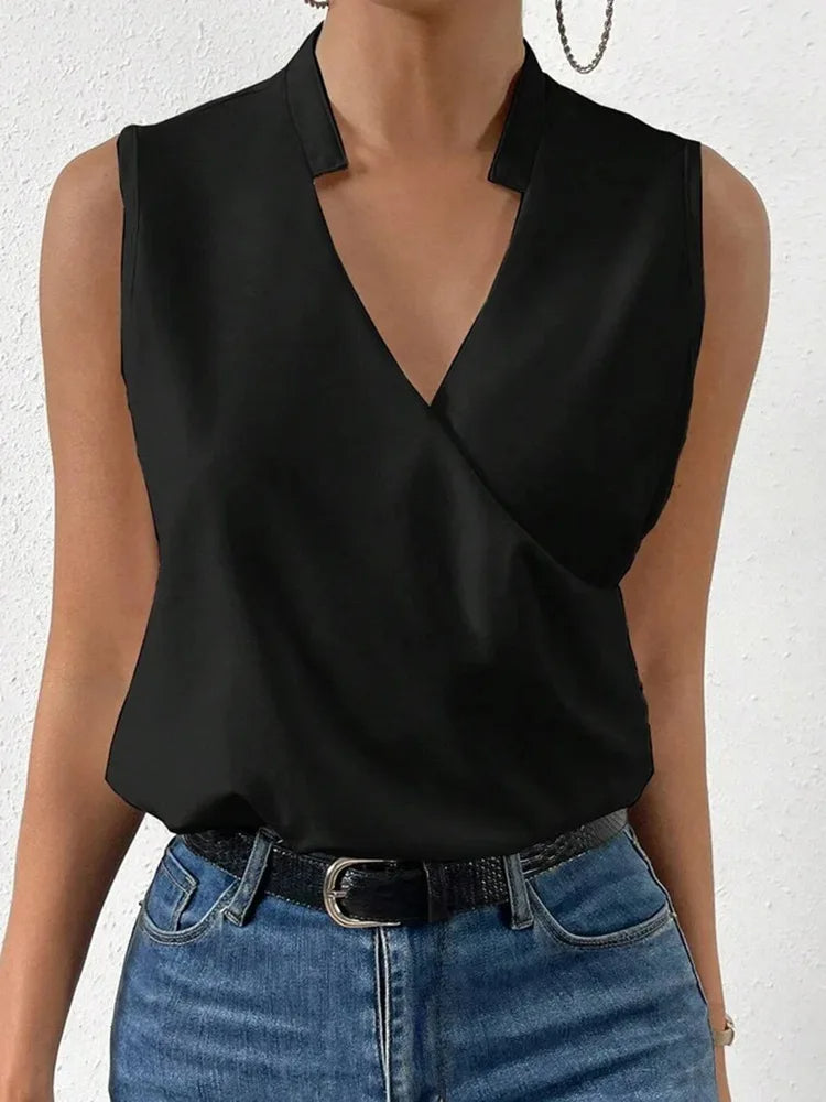 Luftige V-Ausschnitt-Bluse mit Print