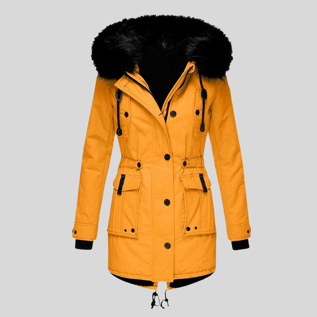 Damen-Wintermantel mit Kapuze – Funktionelle Schicht mit Taschen