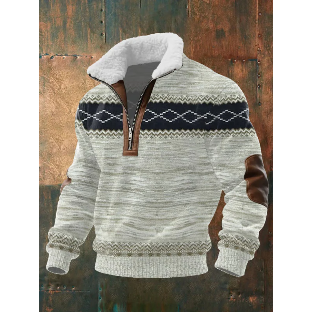 Herren Eleganter Fleecepullover mit Hohem Kragen