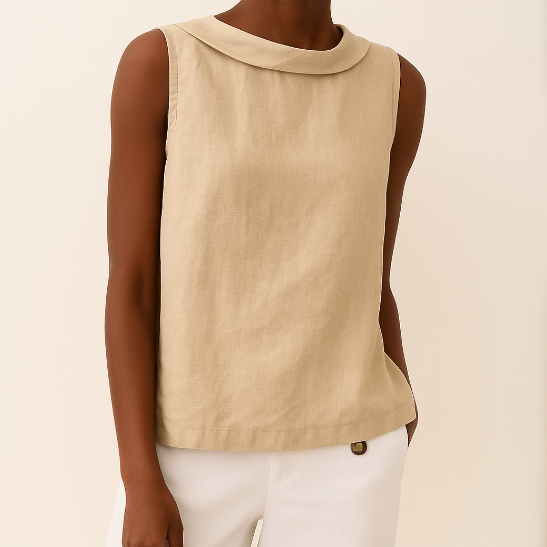 Damen Elegantes Ärmelloses Top mit Plissiertem Kragen