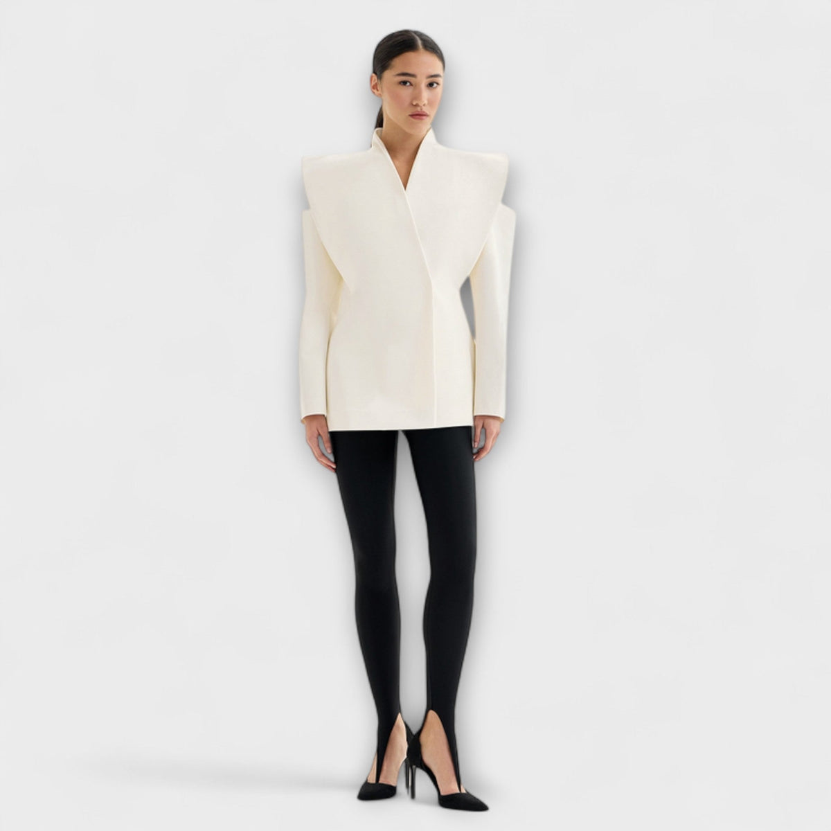 Damen Eleganter Skulpturaler Schulterblazer