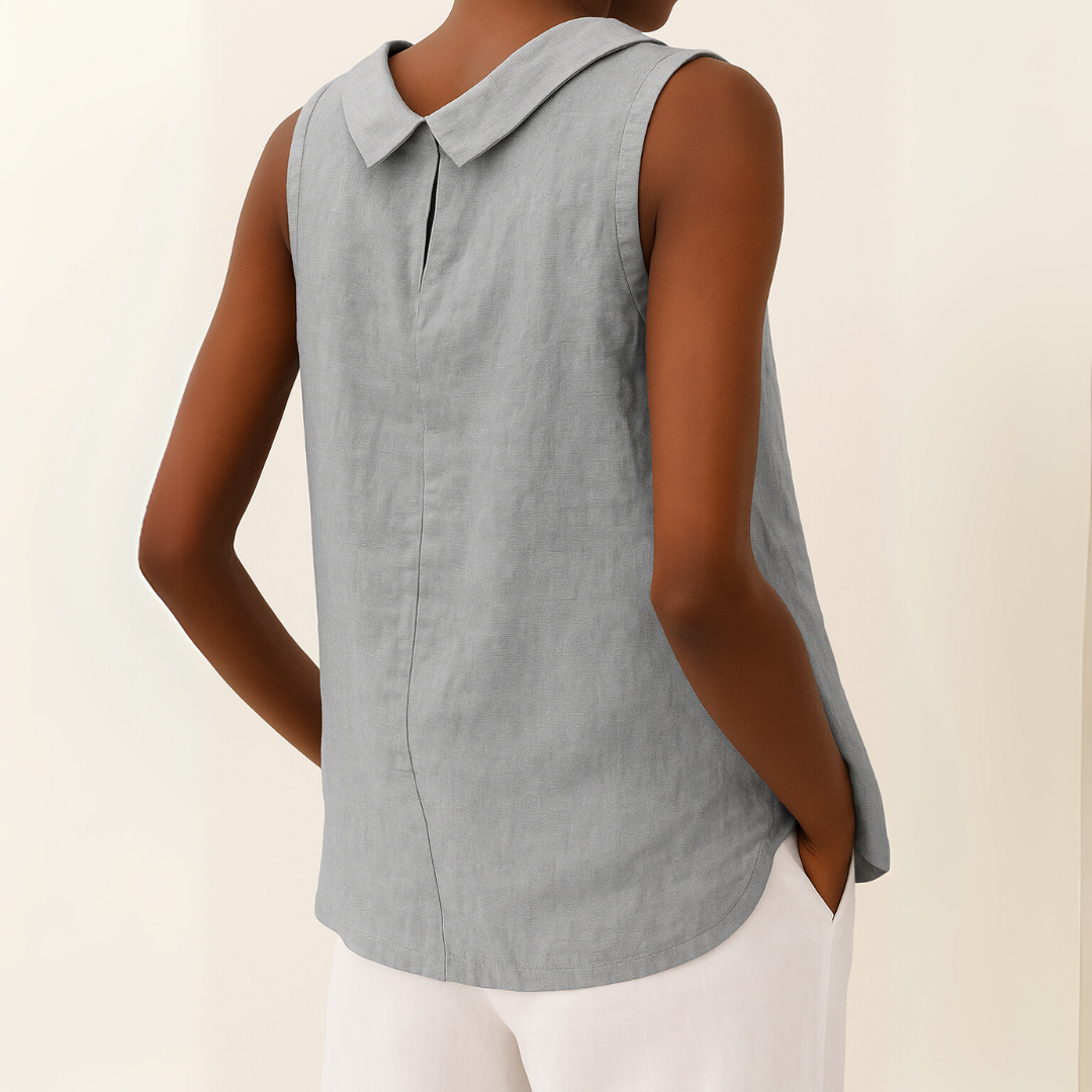 Damen Elegantes Ärmelloses Top mit Plissiertem Kragen