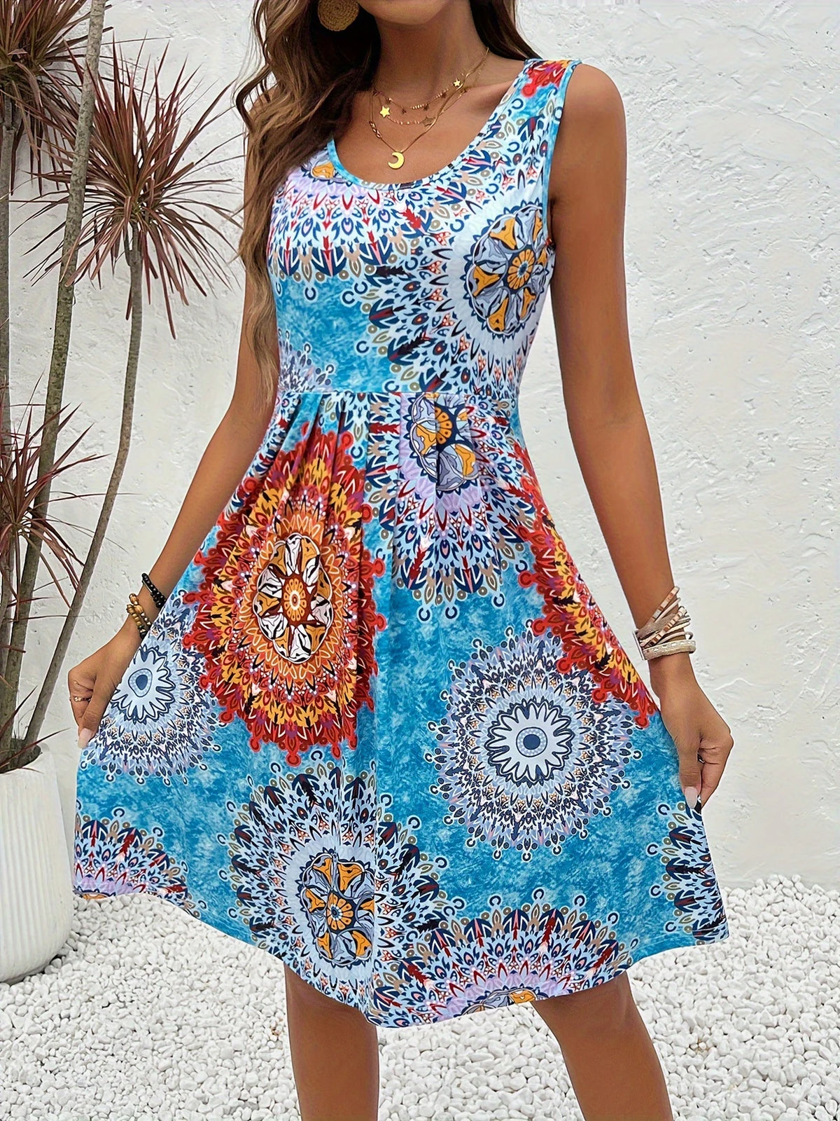 Paisley Kleid mit Taschen Ärmellos Luftig & Bequem Perfekt für den Sommer