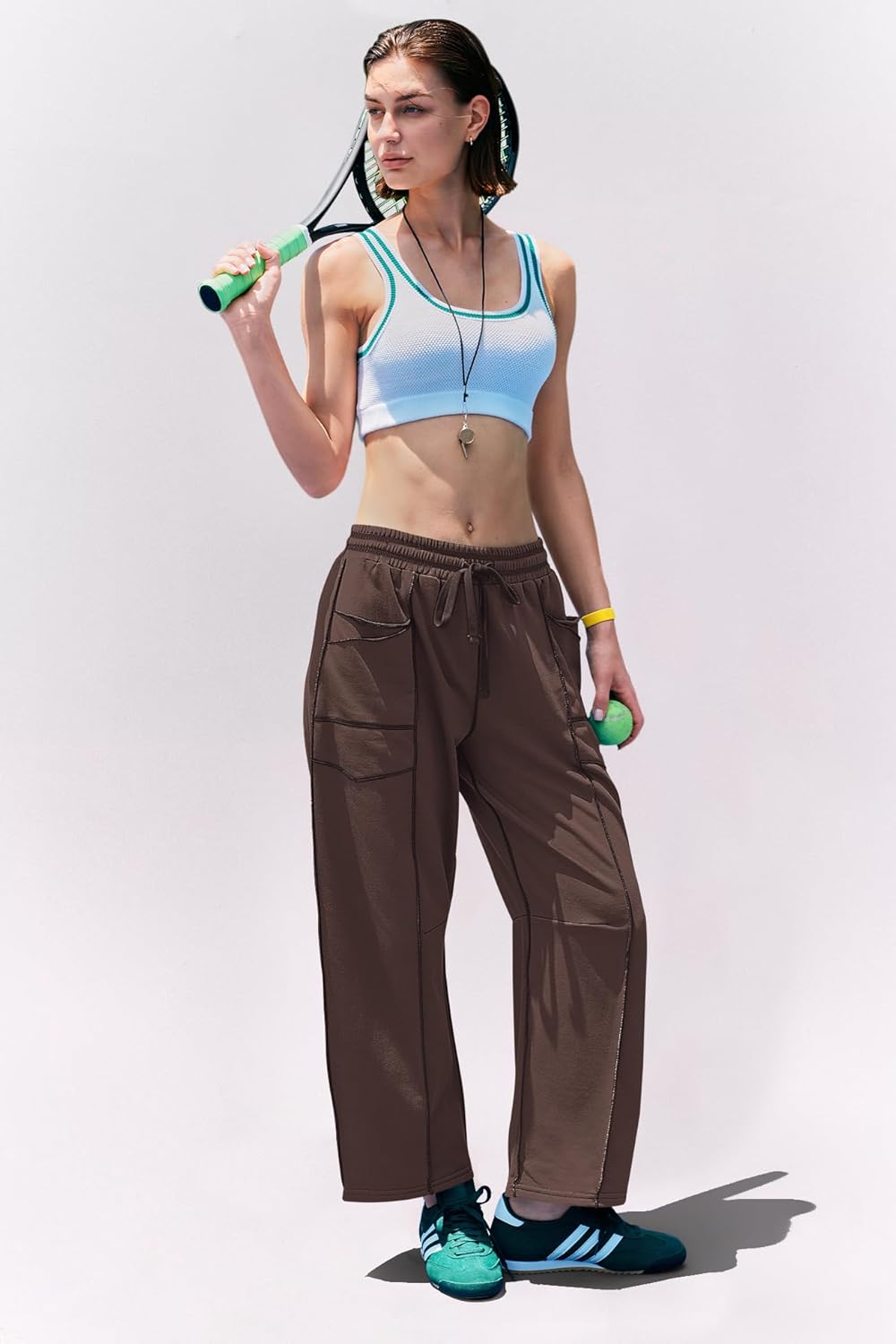 Damen Bequeme Weite Sommer-Loungehose mit Kordelzug