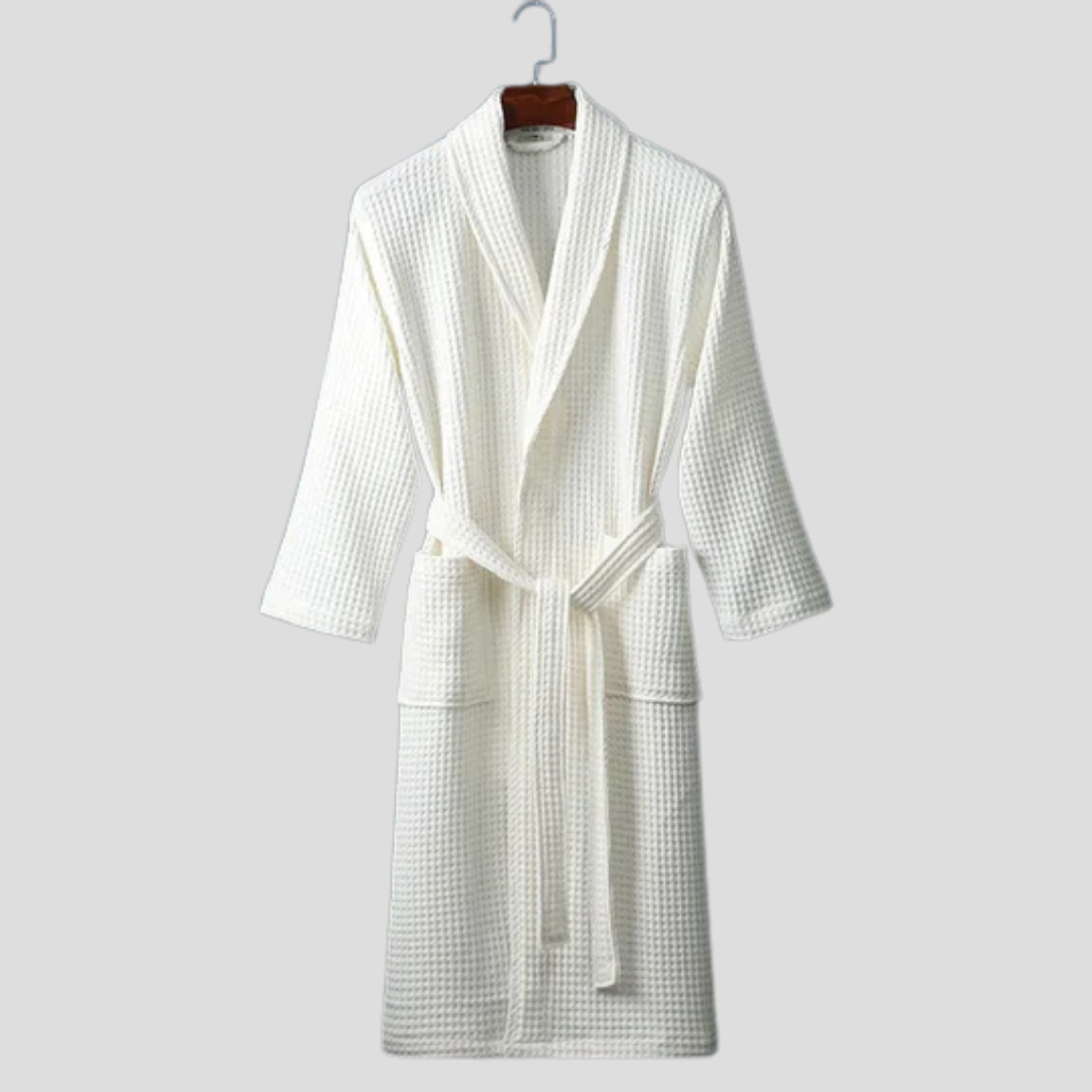 Unisex-Bademantel aus Baumwolle mit Schalkragen