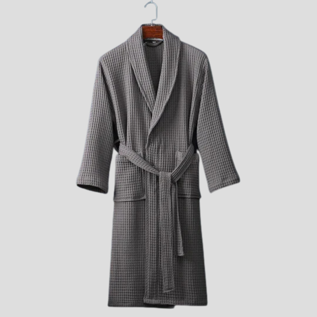Unisex-Bademantel aus Baumwolle mit Schalkragen