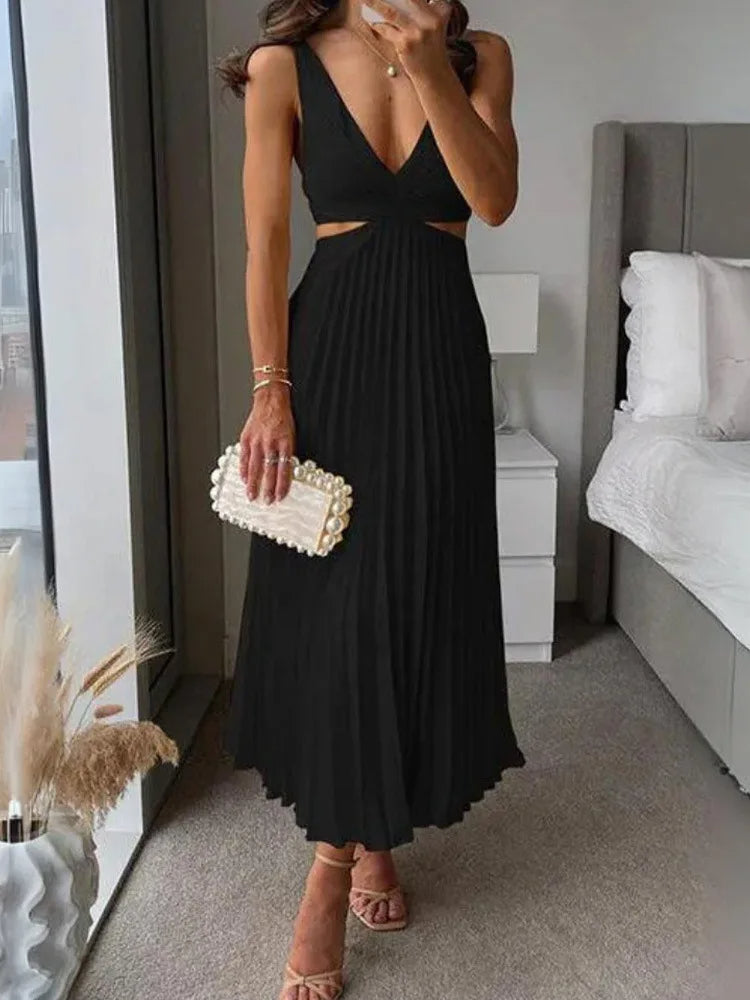 Elegantes ärmelloses Kleid mit offenem Rücken