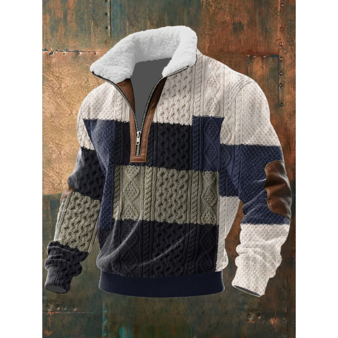Herren Eleganter Fleecepullover mit Hohem Kragen