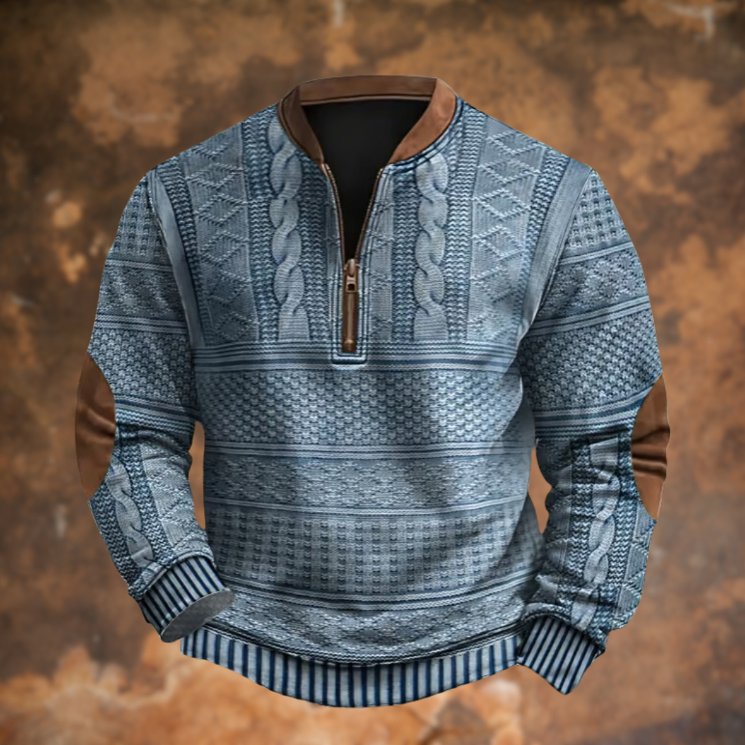 Herren Texturierter Halb-Zip Pullover
