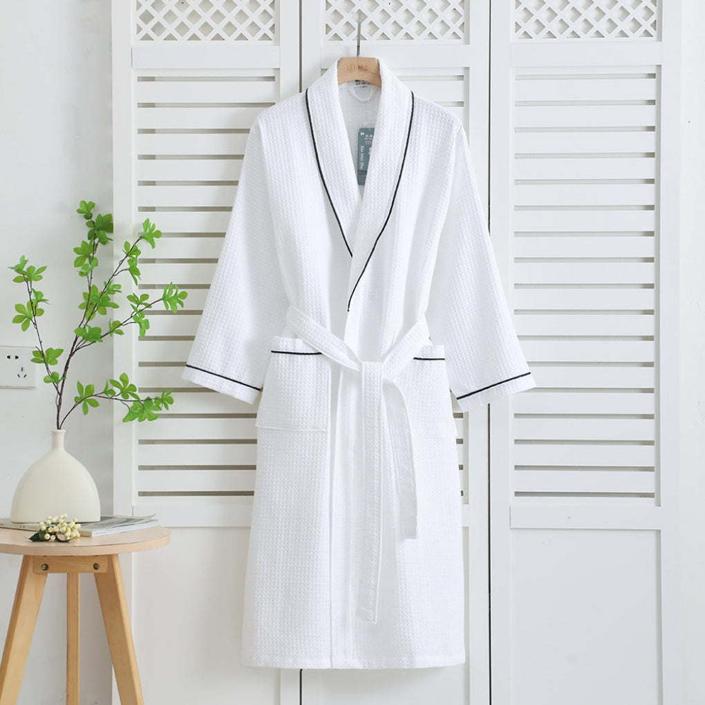Leichter Kimono-Bademantel aus 100 % Baumwolle mit Waffelmuster