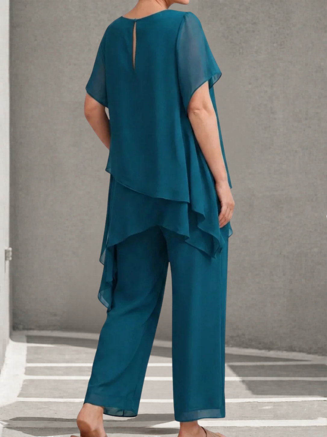 Damen Elegantes Zweiteiliges Palazzo-Set aus Chiffon