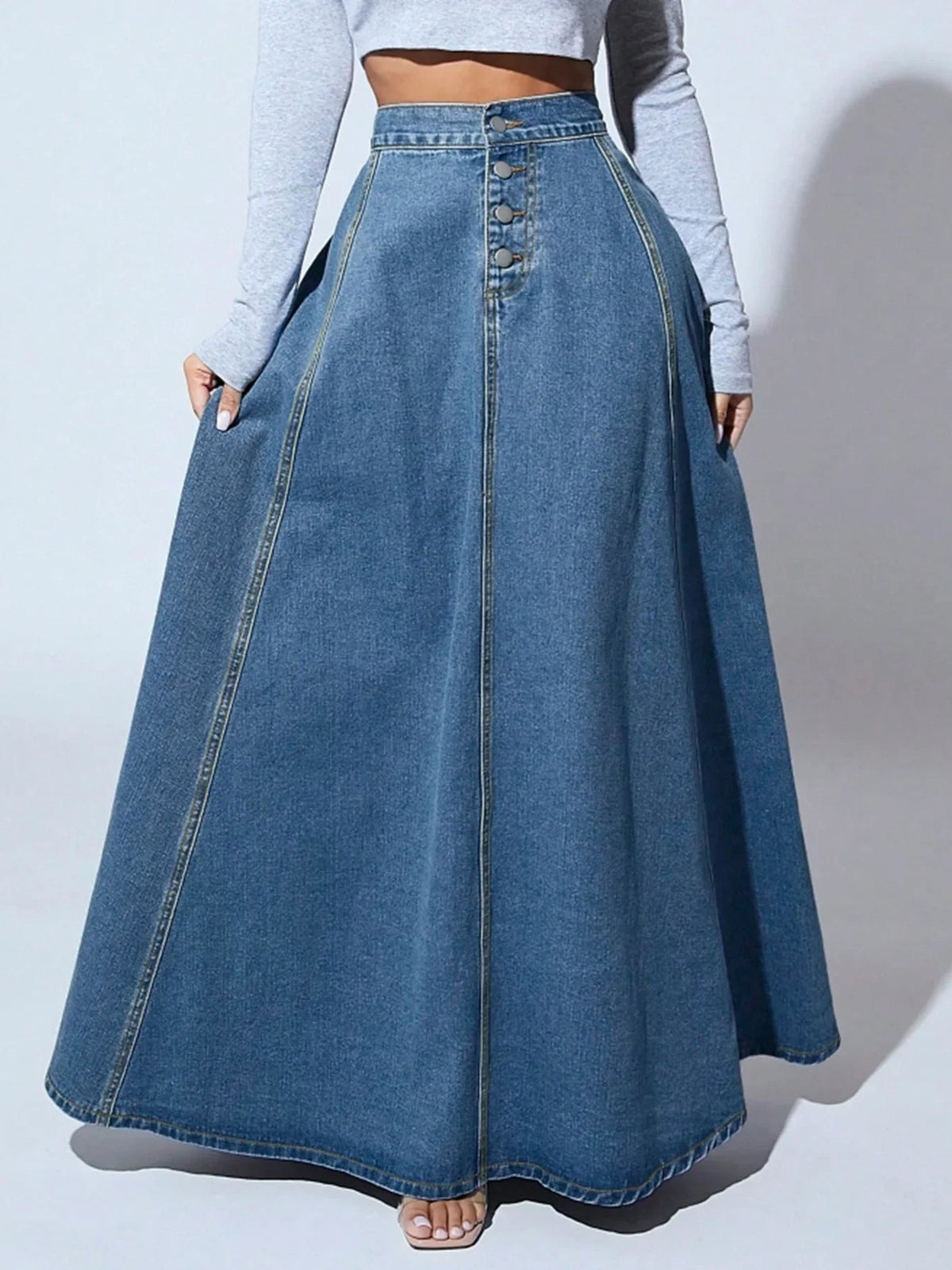 Damen-Jeansrock mit A-Linien-Schnitt und hoher Taille