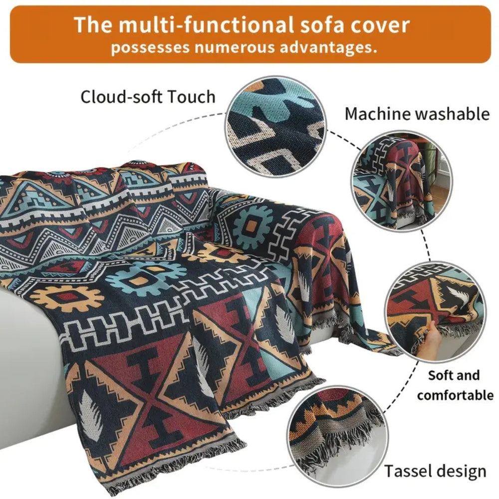 Sofabezug mit aztekischem geometrischem Muster – Boho-inspirierte Eleganz für Ihren Wohnraum