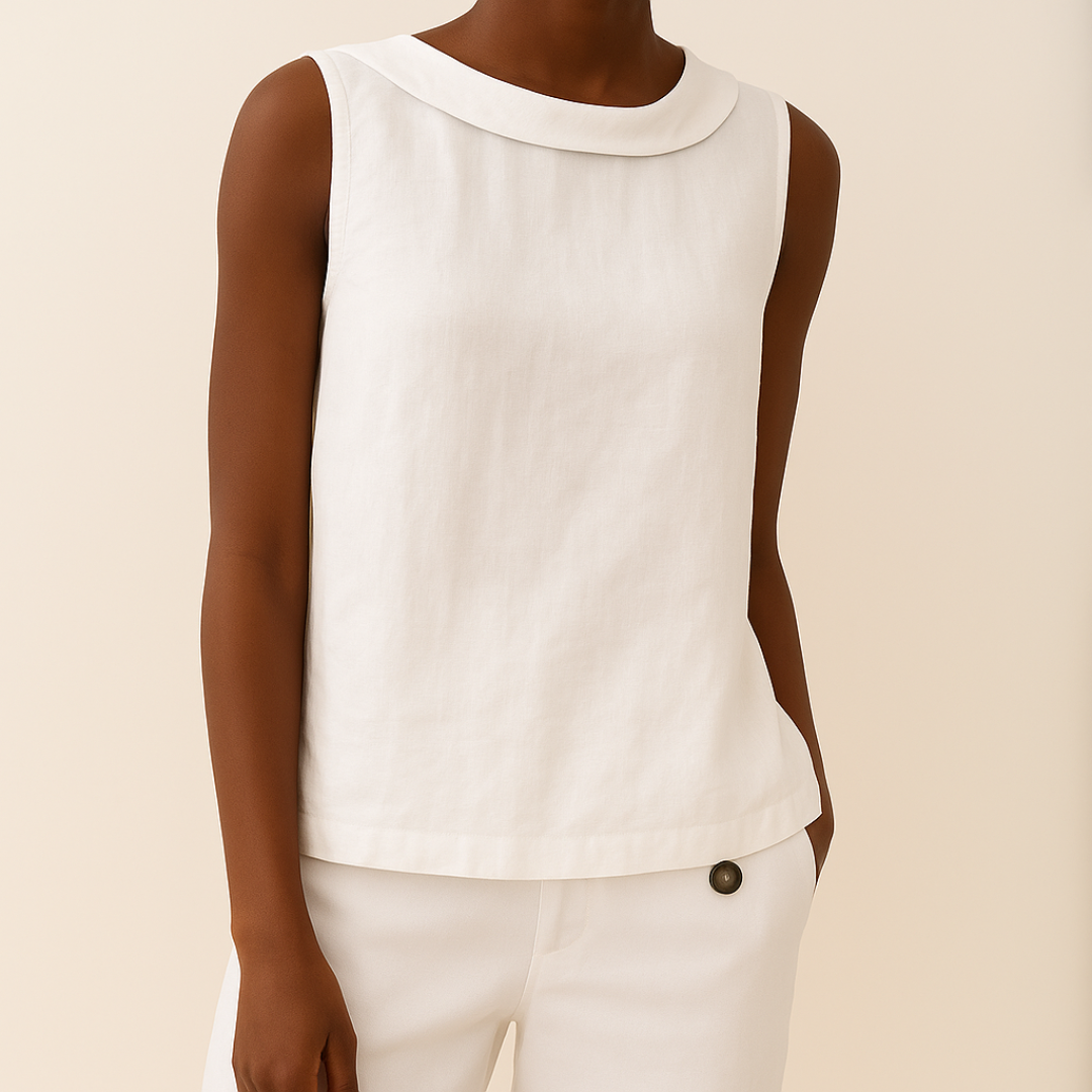 Damen Elegantes Ärmelloses Top mit Plissiertem Kragen