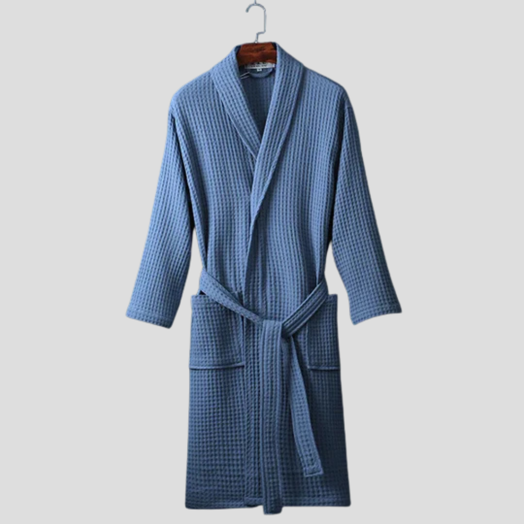 Unisex-Bademantel aus Baumwolle mit Schalkragen