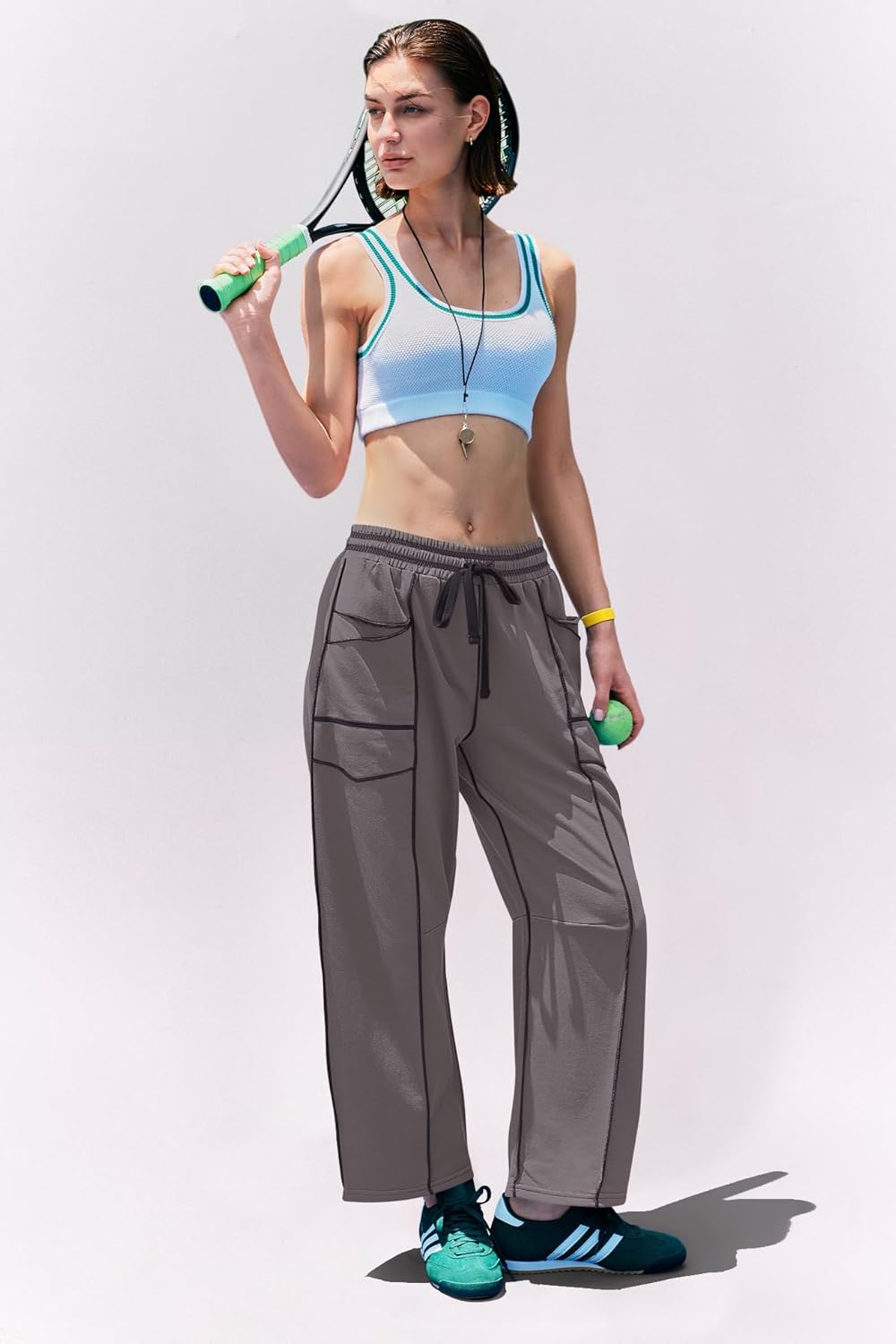 Damen Bequeme Weite Sommer-Loungehose mit Kordelzug