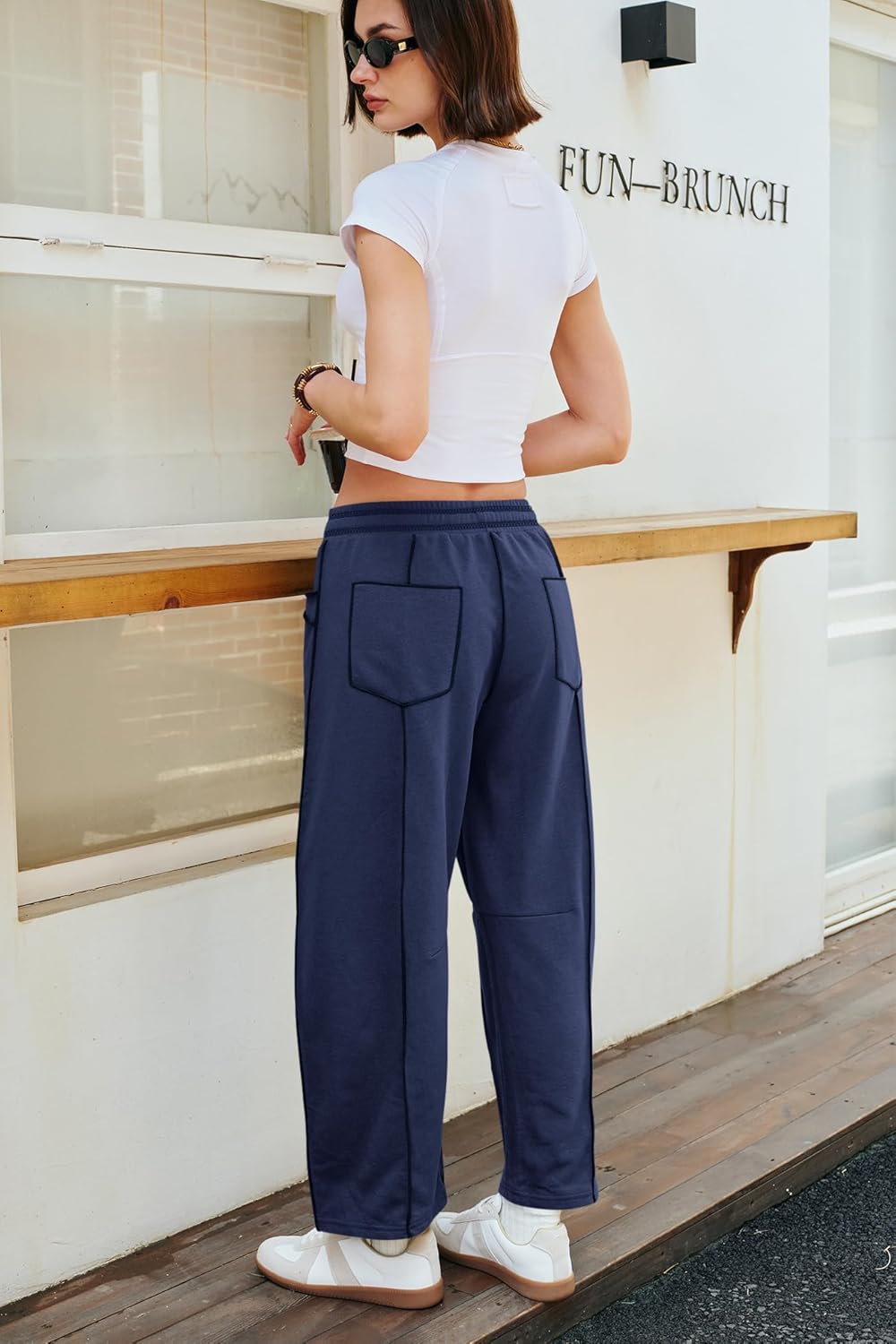 Damen Bequeme Weite Sommer-Loungehose mit Kordelzug