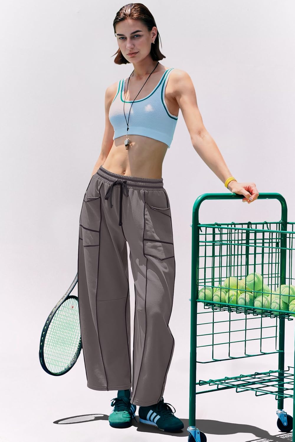 Damen Bequeme Weite Sommer-Loungehose mit Kordelzug