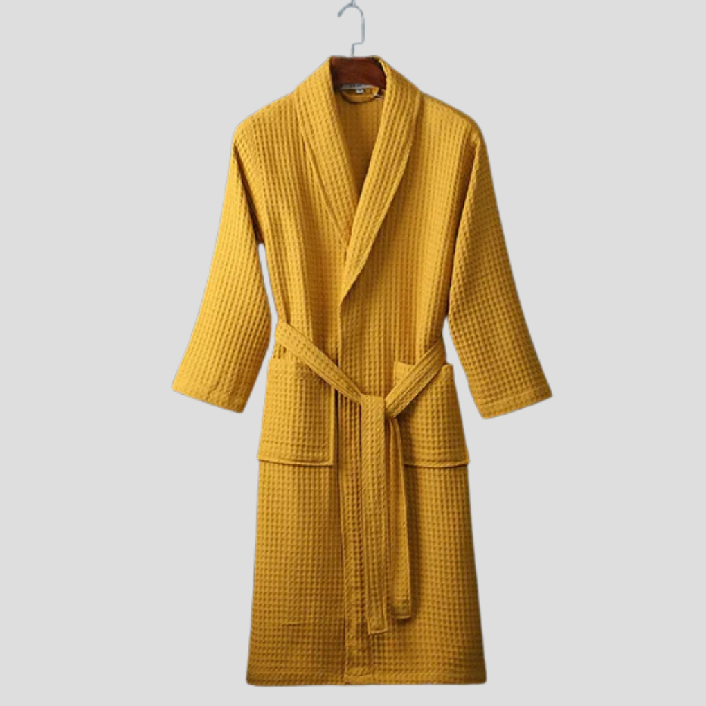 Unisex-Bademantel aus Baumwolle mit Schalkragen