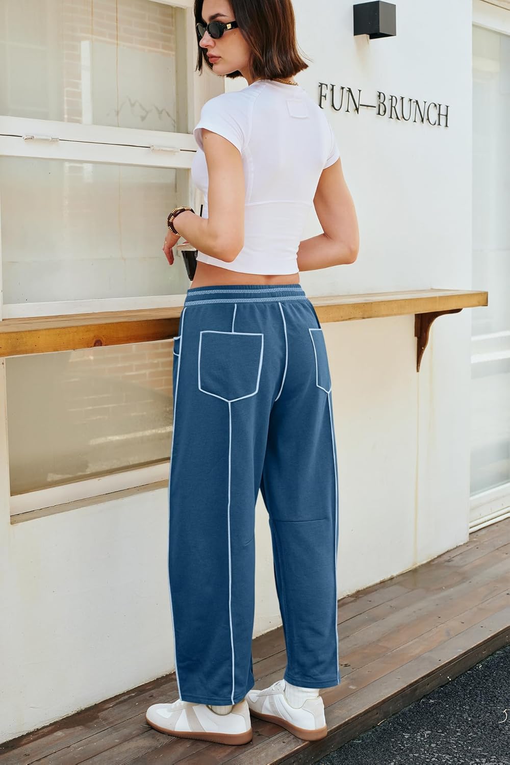 Damen Bequeme Weite Sommer-Loungehose mit Kordelzug