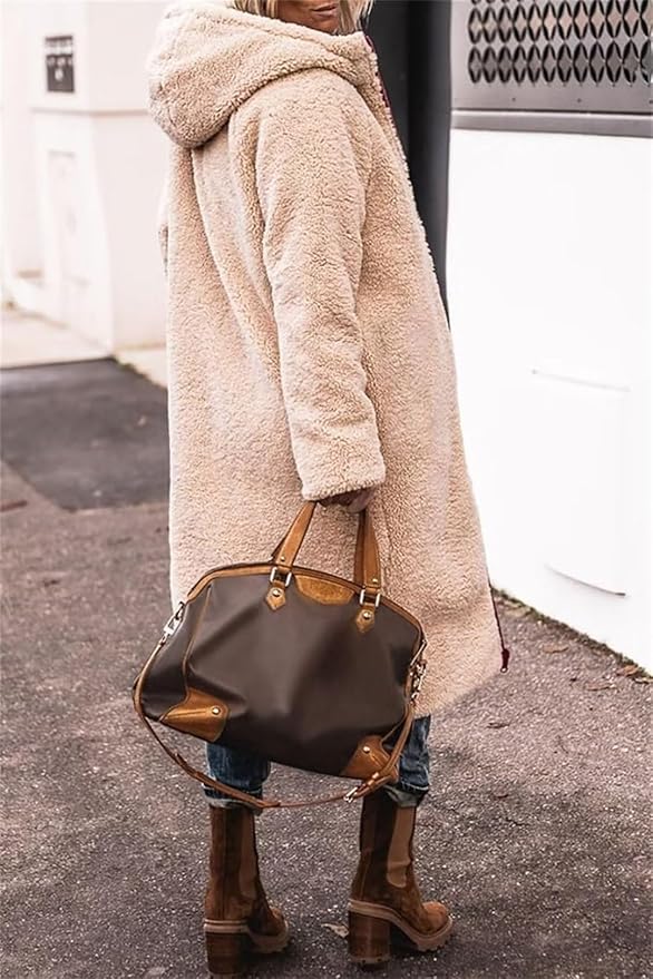 Lange, warme Damen-Winterjacke mit Wendefunktion