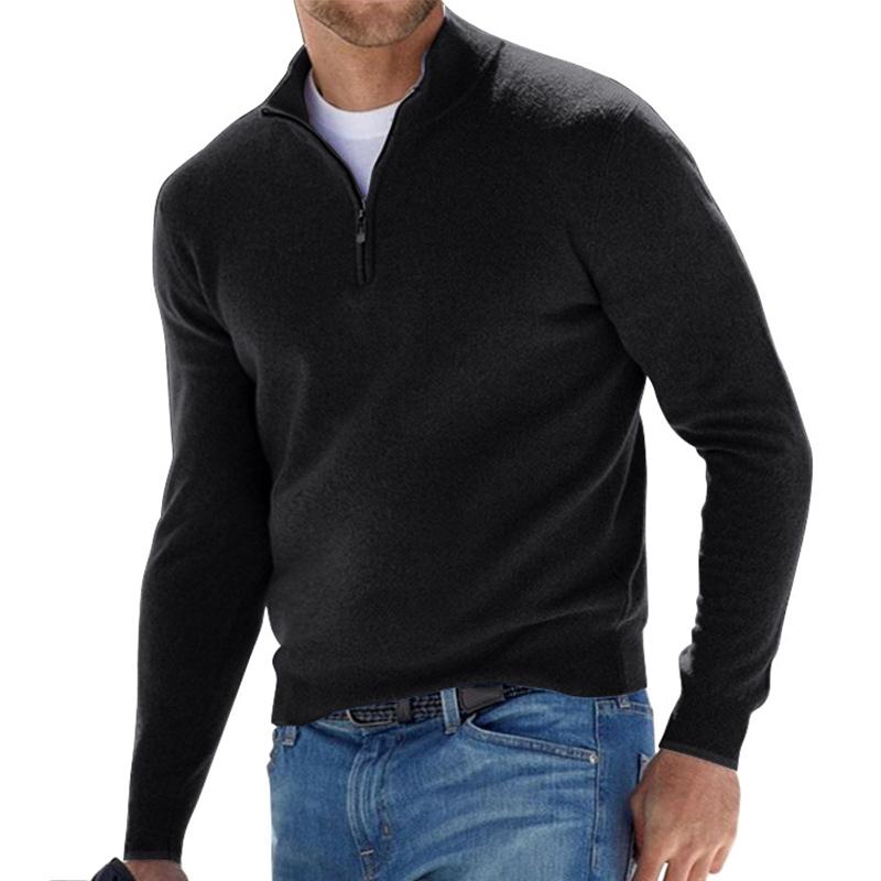 Emil Pullover mit Halbem Reißverschluss und Rippstruktur