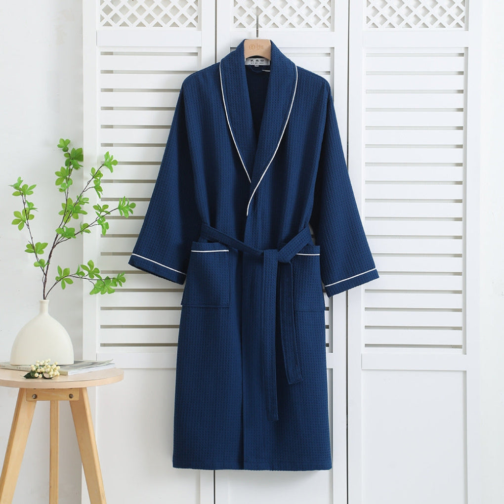 Leichter Kimono-Bademantel aus 100 % Baumwolle mit Waffelmuster