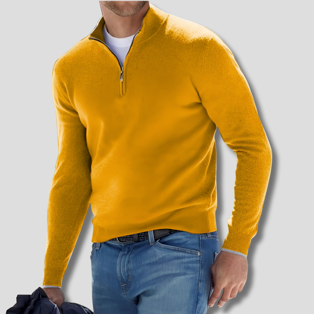 Herren-Strickpullover aus Baumwolle mit Reißverschlusskragen