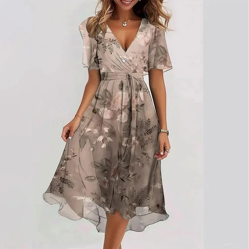 Fließendes Sommerkleid mit Blumenmuster (knielang)