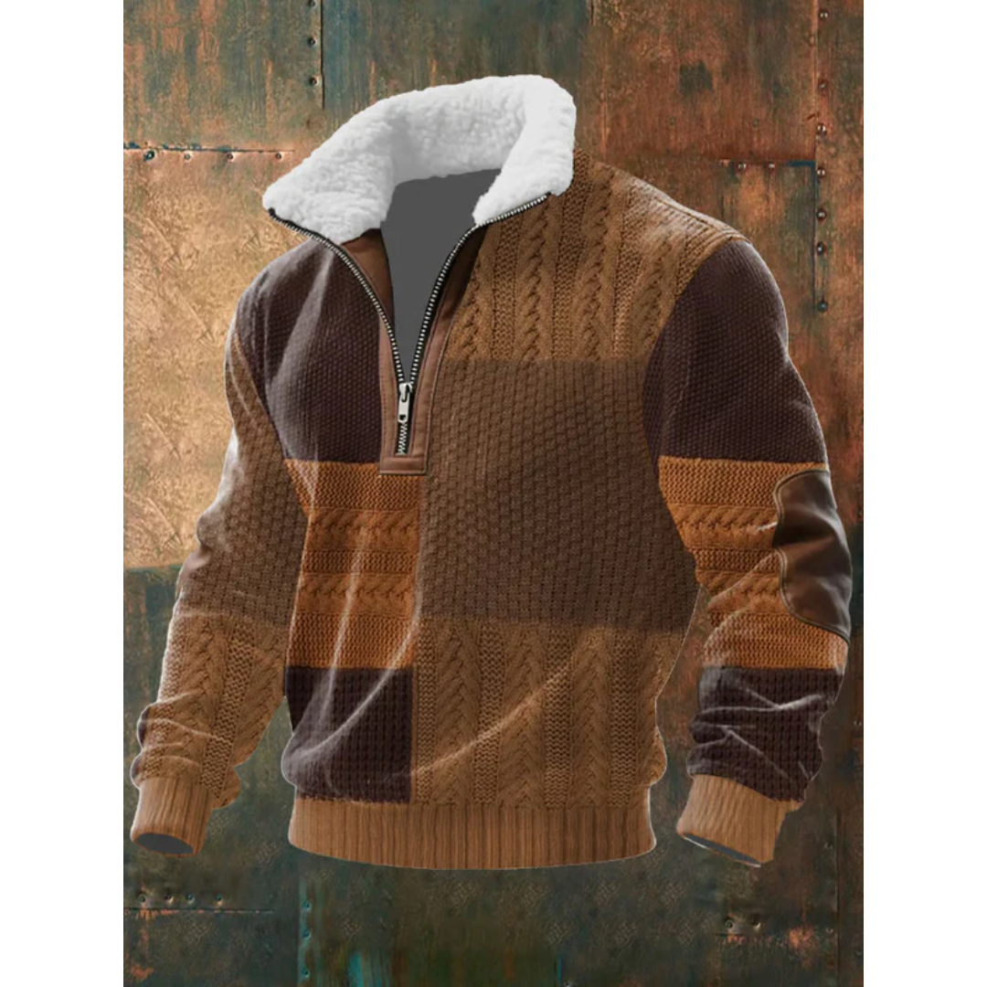 Herren Eleganter Fleecepullover mit Hohem Kragen