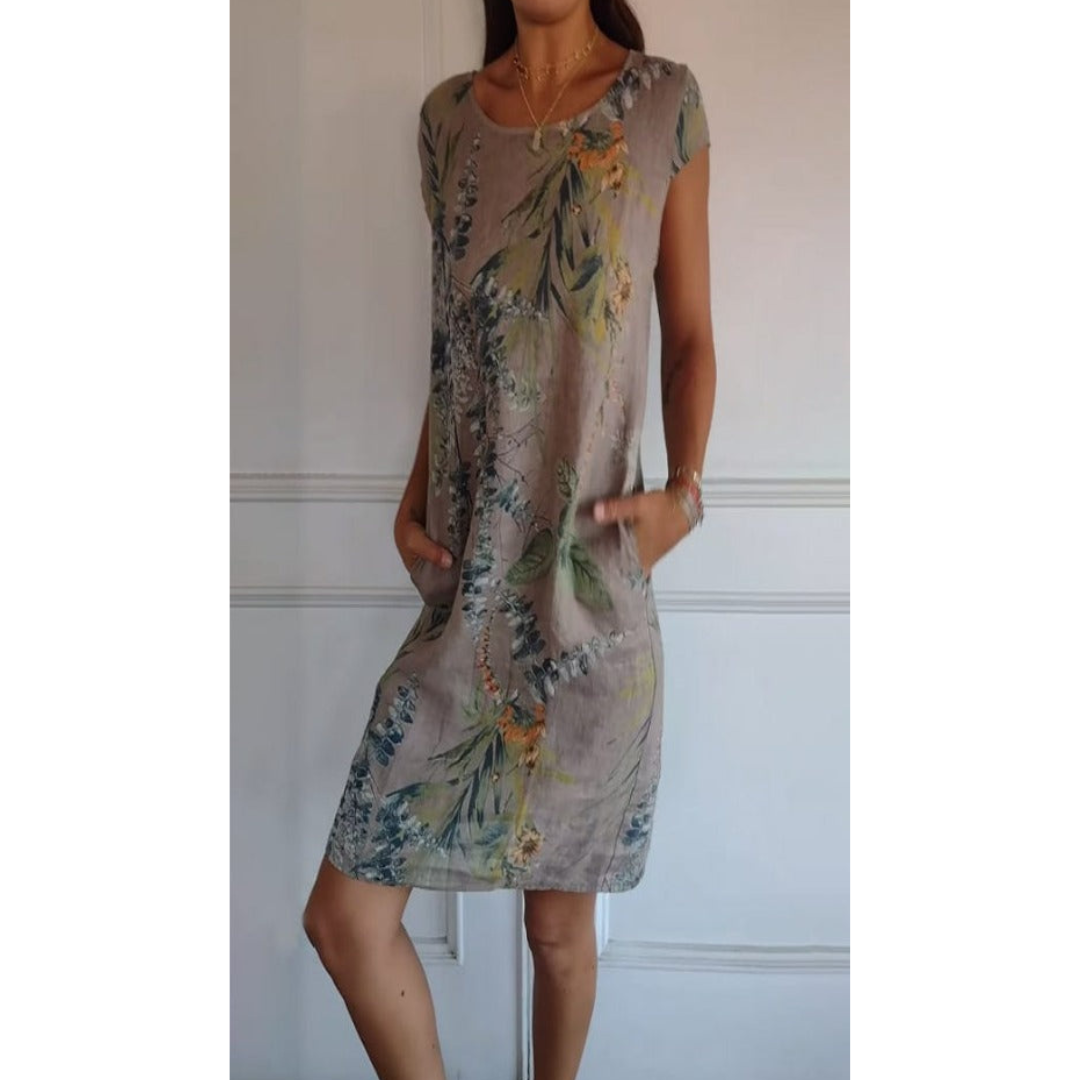 Luftiges Maxikleid mit Boho-Print und Volantärmeln