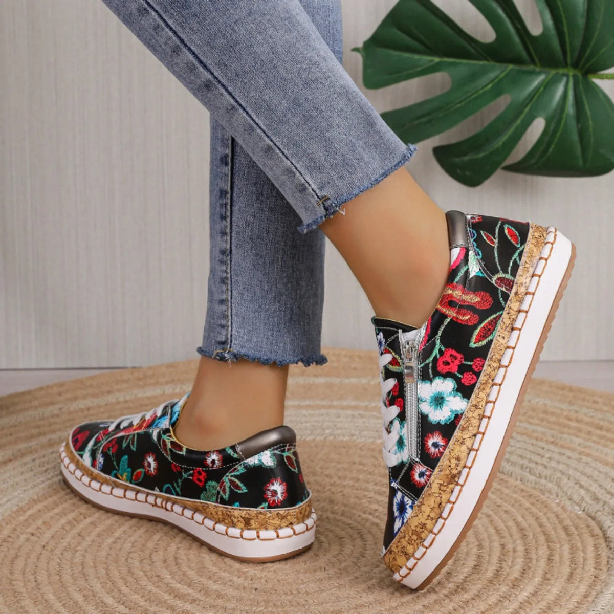 Elegante florale Schnürschuhe für Damen