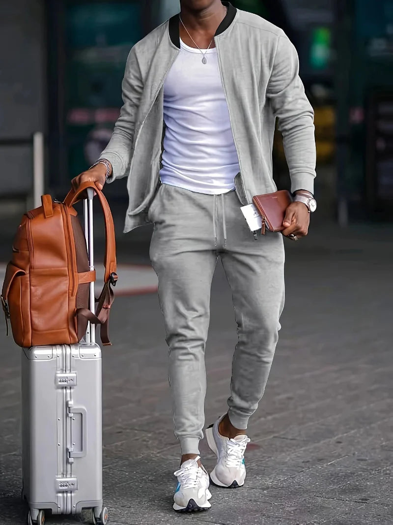 Herrenjacke und -hose mit Reißverschluss Set