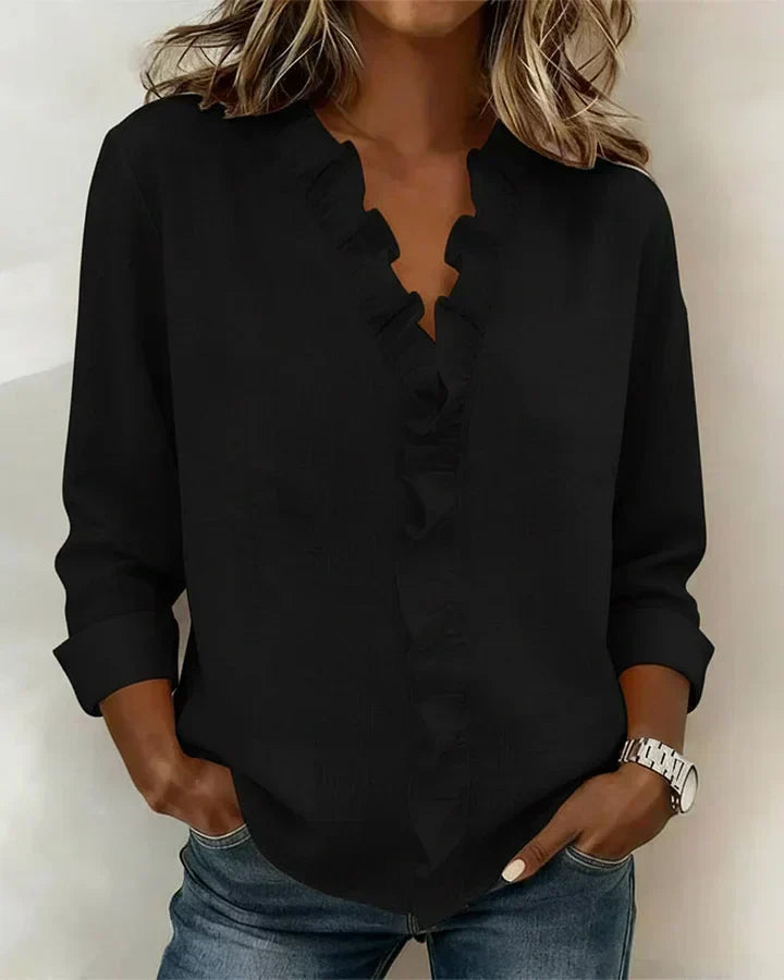 Damen Edle V-Ausschnitt Bluse