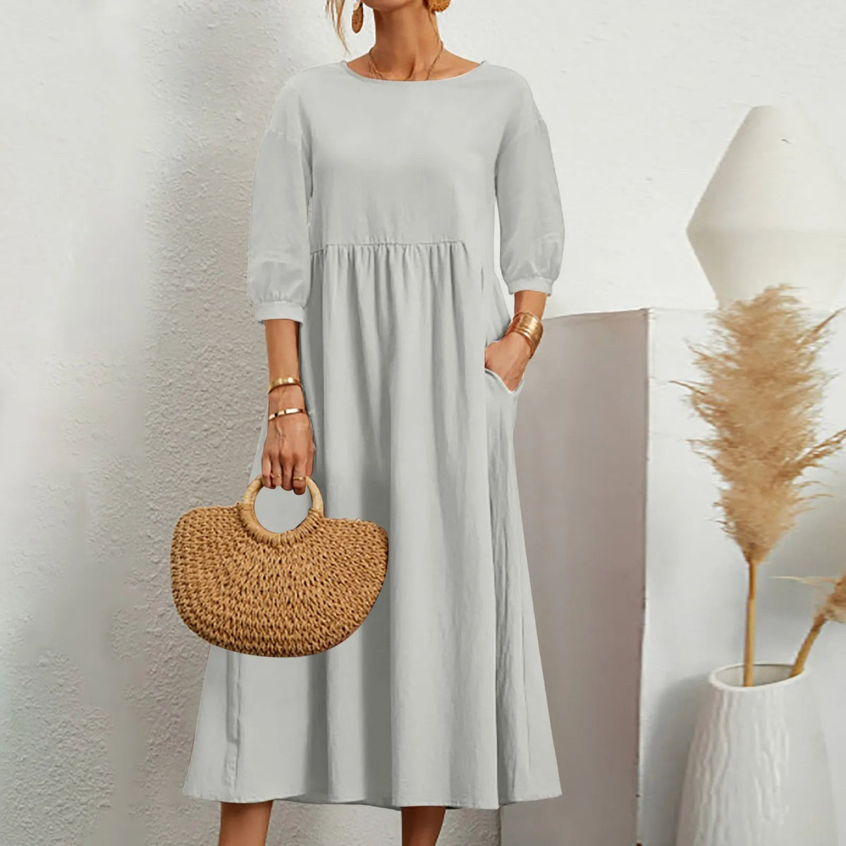 Luftige Midi-Kleid mit Patchwork-Design